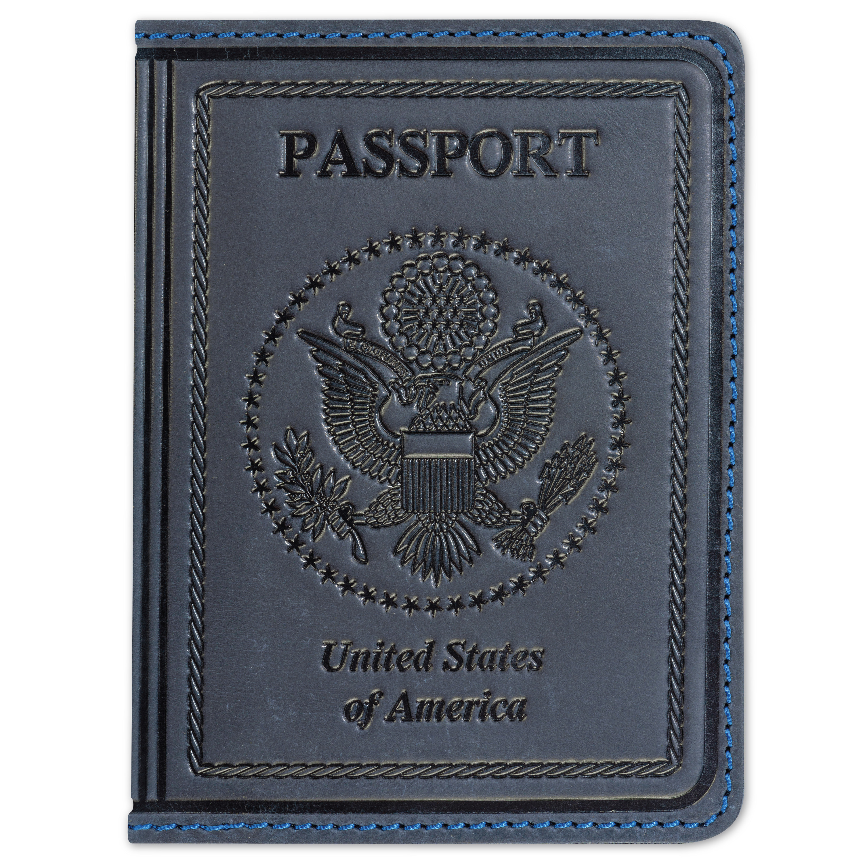 Шкіряна обкладинка на паспорт Passport USA col.K синій